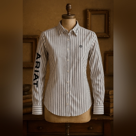 Ariat Tops - Ariat Women’s Roper Button-Up Shirt – Black & White Stripe